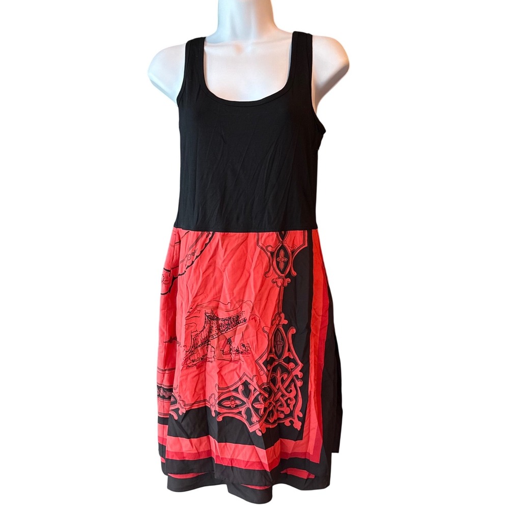 DKNY Colorblock Silk Blend Sleeveless Dress Black Red Size Small New With Tag